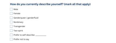 Very Inclusive Gender Survey Question