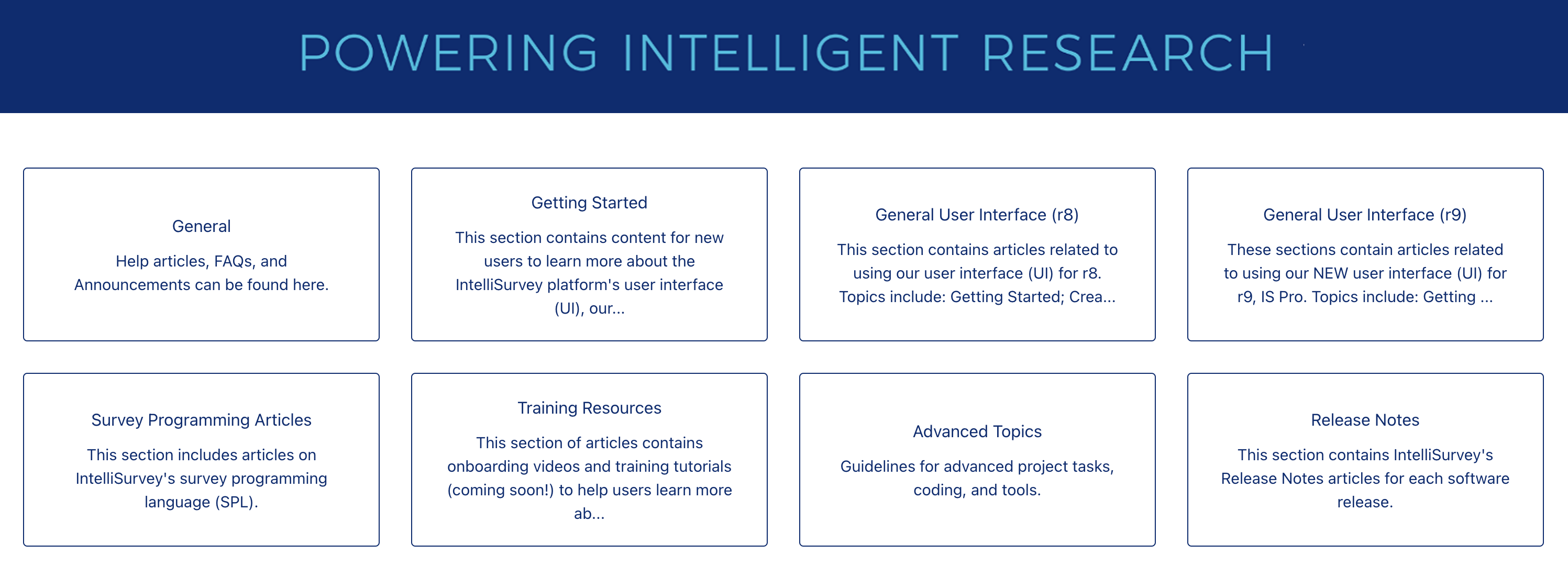 IntelliSurvey Help Center Knowledgebase