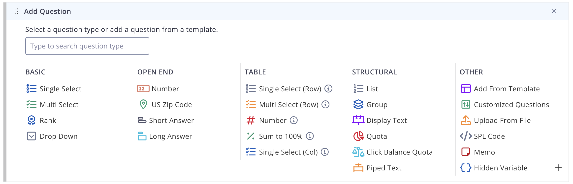 Adding a question in IntelliBuilder